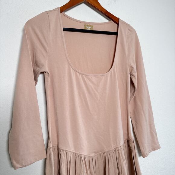 Free People Onda Long Sleeve Stretch Cotton Minidress Tuscany Pockets - Picture 4 of 14